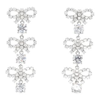 Self Portrait Earrings, female, Gray, ONE SIZE, Crystal Tiered Silver Jewelry Accessories