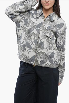 Woolrich Jacquard Floral Pattern TIMBER Overshirt size M