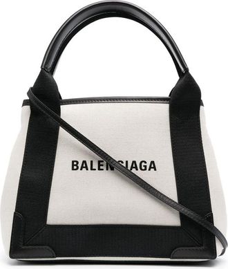 Balenciaga White Navy Cabas Xs Satchel Bag