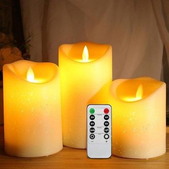 OEM Velas, 3 Unidades, Vela Exterior Impermeable Con Luz Led, Inal&aacute;mbrica Y Segura, 57-9-11 Cm, Vela Led Intermitente, Con Temporizador