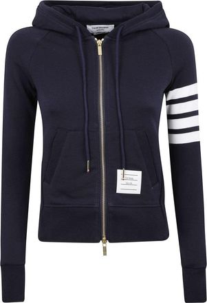 Thom Browne Zip-Up Hoodie With Four-Bar Detail