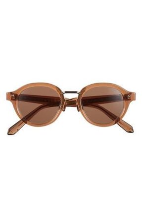 Valentino 46mm Round Sunglasses in Brown Brown Brown at Nordstrom Rack