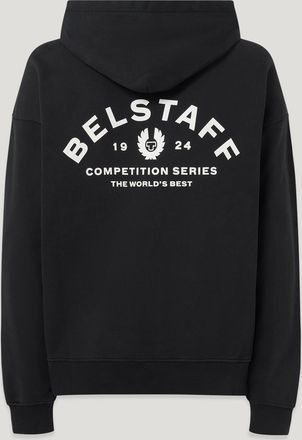 Belstaff Competition Hoodie Mens Heavyweight Cotton Fleece Black Size 2XL