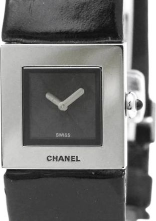 Chanel Pre-owned Matelasse H0116 Polshorloge - Dames - Vintage Horloges - Zwart - ONE Size - Leer - Vintage