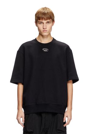 Diesel Half-sleeve sweatshirt with metallic logo - Sweaters - Man - Black