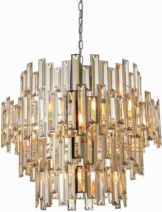 Endon Lighting Lighting Viviana - Pendant Chrome Effect Plate & Champagne Crystal (K9) Drops 15 Light Dimmable IP20 - E14