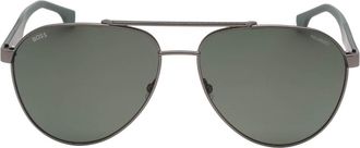 HUGO BOSS Grijs Groene Gepolariseerde Lens Matt Ruthenium Zonnebril