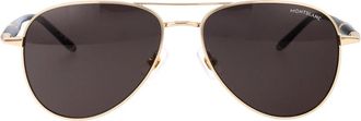 Montblanc Mb 0345S Zonnebril - Heren - Zonnebrillen - Geel - 57 MM - Accessoires
