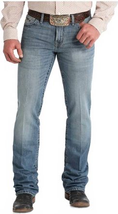 Cinch Mens Ian Mid Rise Slim Boot Cut Jeans In Light Blue