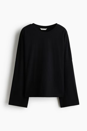 H&M Langarmshirt aus Baumwolle - Schwarz
