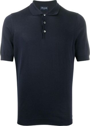 Drumohr Navy Blue Cotton Short-sleeved Polo