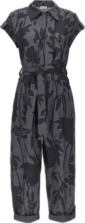 Brunello Cucinelli Grigio Linen Belted Jumpsuit, Size X-Small