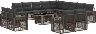 vidaXL Conjunto De Sof&aacute;s De Jard&iacute;n 14 Uds. Gris Y Gris Oscuro Vidaxl