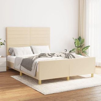 vidaXL Cama Sin Colch&oacute;n Tela Color Crema 140x190 Cm Vidaxl