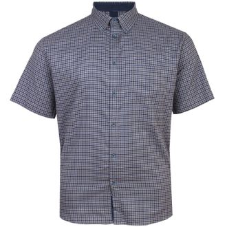 KAM Gingham Check Shirt Short Sleeve Button Down Collar Casual Mens Plus Size 6302 (UK, Alpha, 5XL, Plus, Regular, Charcoal)