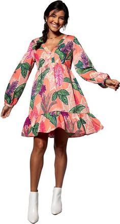 Tori Richard Garden Island Hana Dress in Peach at Nordstrom, Size 14
