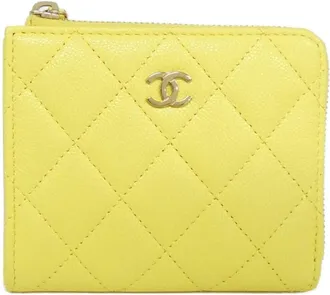 Chanel Yellow Grained Calfskin Wallet (Bi-Fold) (Pre-Owned)