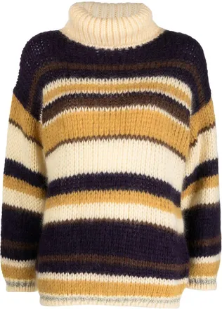 P.A.R.O.S.H. striped roll neck jumper - women - Wool/Mohair/Polyamide/Metallic Fibre - S - Yellow