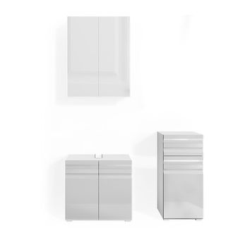 Vicco Conjunto De Muebles De Ba&ntilde;o Freddy, Blanco Alto Brillo, 3 Piezas