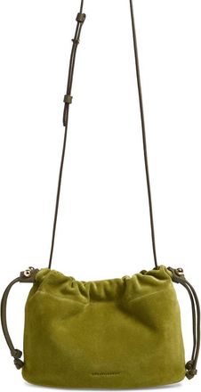 Strathberry Drawstring Suede Crossbody Bag in Lime/khaki at Nordstrom