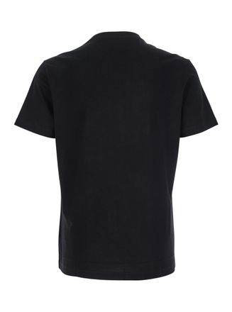 Versace Black Crewneck T-Shirt With Medusa Embroidery On The Front In Cotton Man