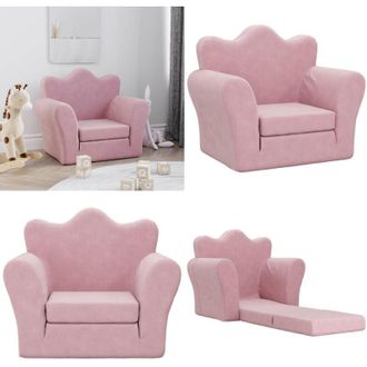 vidaXL Divano Letto per Bambini Rosa in Morbido Peluche - Letto per bambini - Poltrona per bambini
