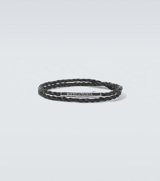 Bottega Veneta Leather sterling silver bracelet