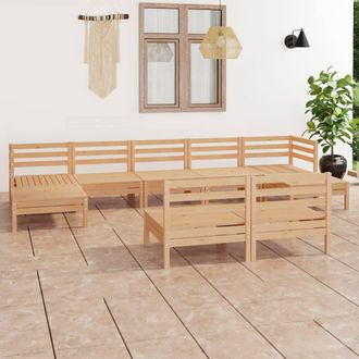 vidaXL Vidaxl - Juego De Muebles De Jard&iacute;n 9 Piezas Madera Maciza De Pino