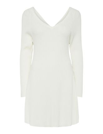 Pieces PCPRISTA LS V-Neck Knit Dress BC, Cloud Dancer, S