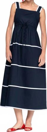 Vilagallo Striped Straps Dress In Navy