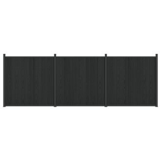 vidaXL Panel De Valla 3 Pcs Wpc Y Aluminio Negro Vidaxl