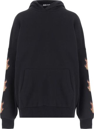 Just Cavalli Katoenen sweatshirt met strass steentjes - Dames - Hoodies - Zwart - M - Katoen - Hoodies & sweatvesten