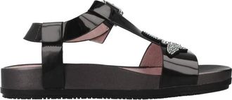 Stonefly Stijlvolle platte sandalen met spiegeldetail - Dames - Sandalen - Zwart - 37 EU - Schoenen