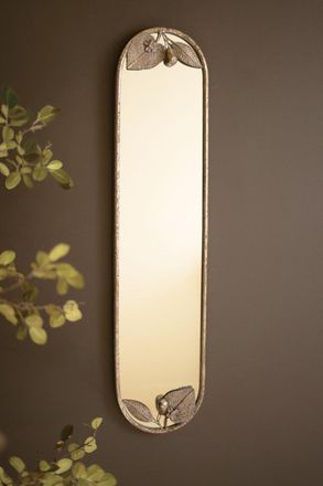 Kalalou Tall Rustic Framed Mirror With Leaf Detail