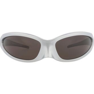 Balenciaga 80mm Wraparound Sunglasses in Silver Silver Grey at Nordstrom Rack