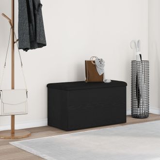 Berkfield Home Storage Bench Black Oak 80x40x45 cm Engineered Wood | Size: 80 x 40 x 45 cm