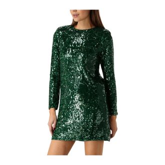 Suncoo Kleedjes, Dames, Groen, S, Polyester, Groene Glitter Mini Jurk