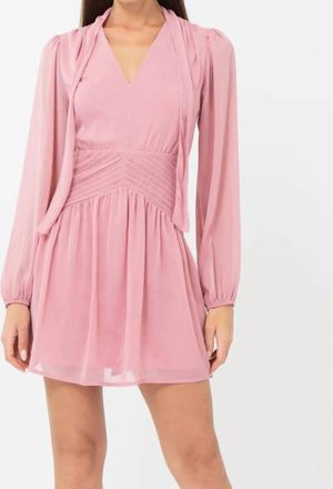 Adelyn Rae Betsy Neck Tie Mini Dress In Rose