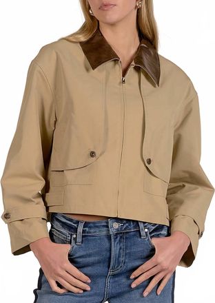 Elan Cropped Trench Coat In Brown