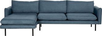 Beliani Beliani - Sof&aacute; Esquinero De Tela Moderno De 4 Plazas Patas Negras Estilo Retro Chenilla Azul Vinterbro