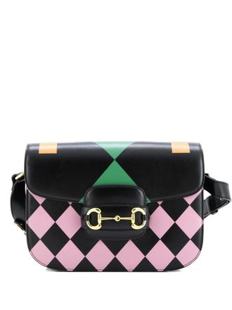 Gucci Horsebit 1955 Printed Leather Small shoulder bag - Nero