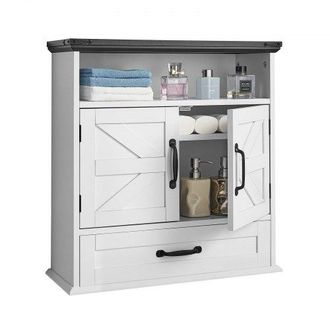 OEM Armario De Pared Para Ba&ntilde;o, Con 2 Puertas Y Estantes Ajustables, 3 Niveles, Armario Colgante Para Ba&ntilde;o Con Compartimento Abierto Y Cajones Para Cocina