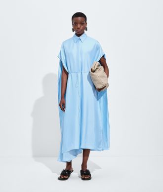 Bottega Veneta Silk Twill Shirt Dress - Blue - Women - 2