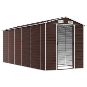 Berkfield Home Garden Shed Brown 191x470x198 cm Galvanised Steel | Size: 191 x 470 x 198 cm