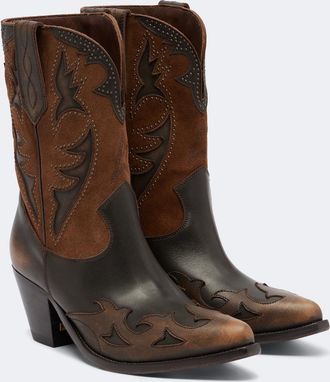 Golden Goose Botas cowboy Wish Star de piel y ante