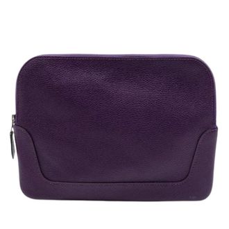 Herm&egrave;s Pre-owned Clemence Zip-Around Pouch - Dames - Pre-owned - Paars - Maat: ONE Size Leer