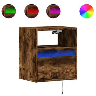 Berkfield Home TV Wall Cabinets with LED Lights 2 pcs Smoked Oak 41x31x45 cm in Brown | Size: 41 x 31 x 45 cm