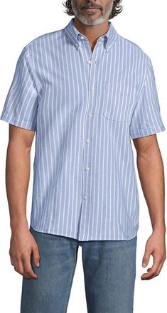 Lands End Short Sleeve Sail Rigger Shirt in Soft French Blue Stripe at Nordstrom, Size Xx-Large
