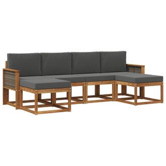 vidaXL Conjunto De Sof&aacute;s De Exterior 6 Pcs Natural Y Antracita Vidaxl