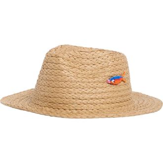 Steve Madden Beaded Sardine Straw Panama Hat in Tan at Nordstrom Rack
